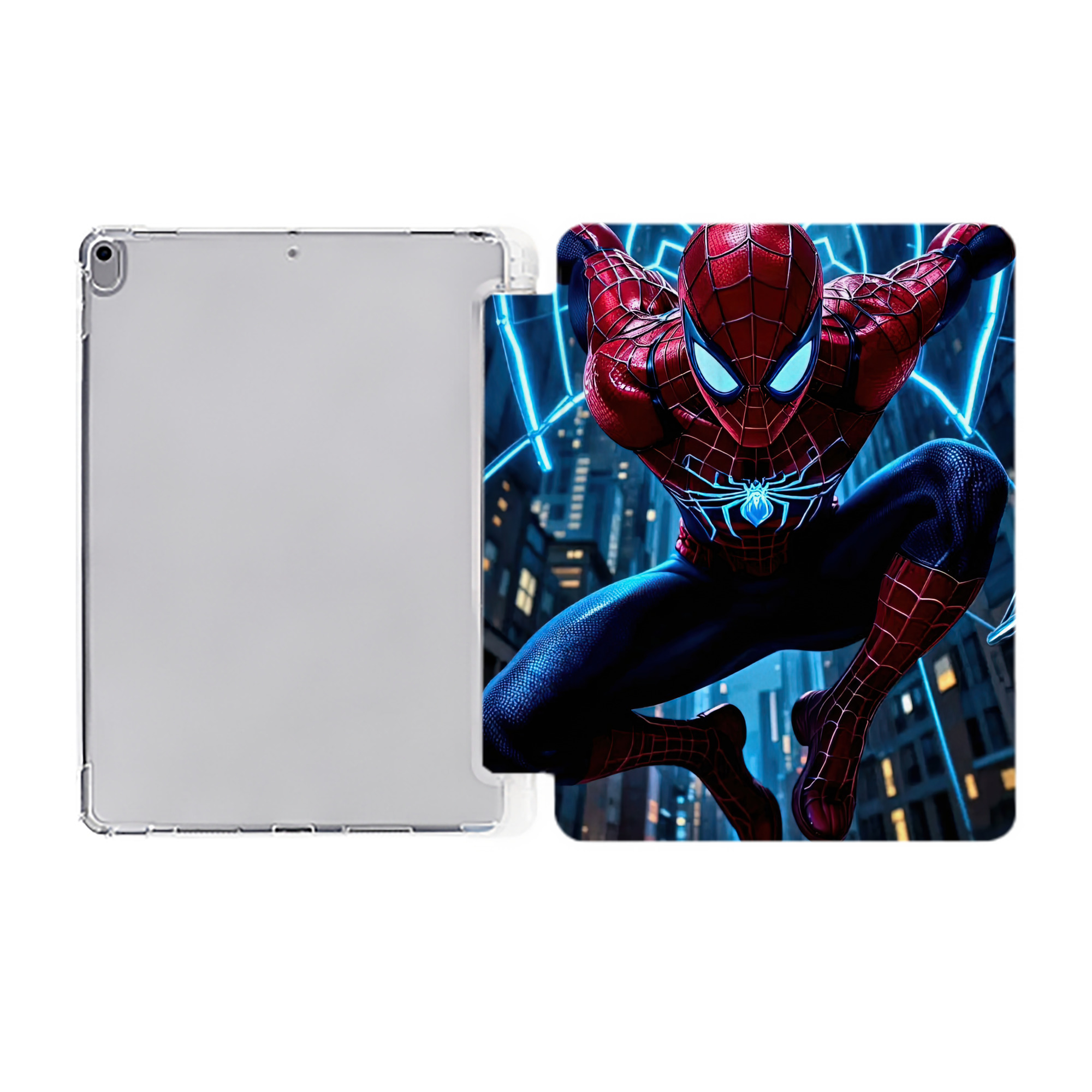 （画像用） Spider Man スパイダーマン IPad ケース ペン収納付き 三つ折りスタンド PUレザー×シリコン 対応機種9.5/10.5/10.9インチ
